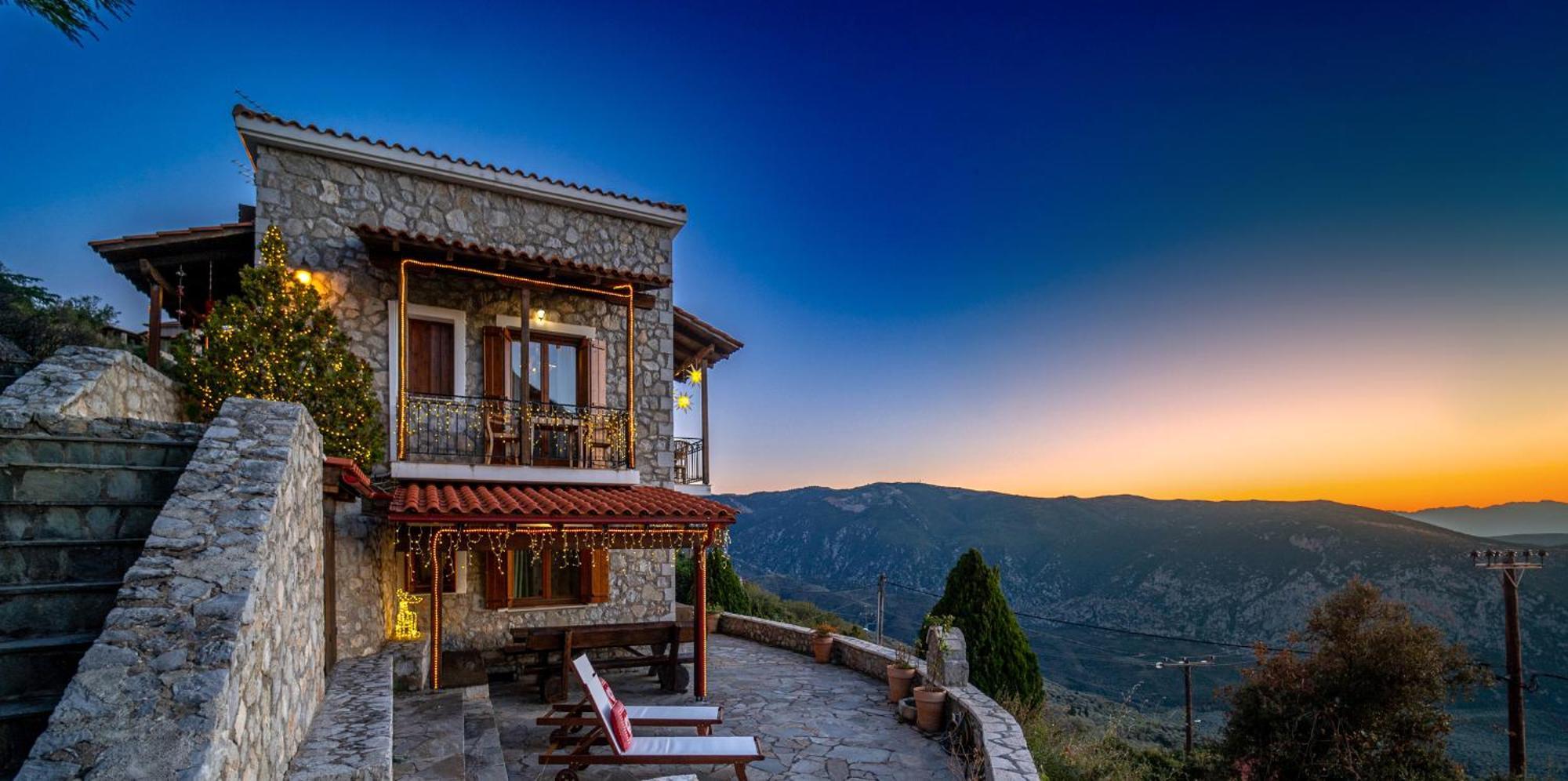 Rock Dandy Deluxe Chalet In Arachova - Delphi, Sauna, Prv Parking, Amazing View Villa Exterior foto