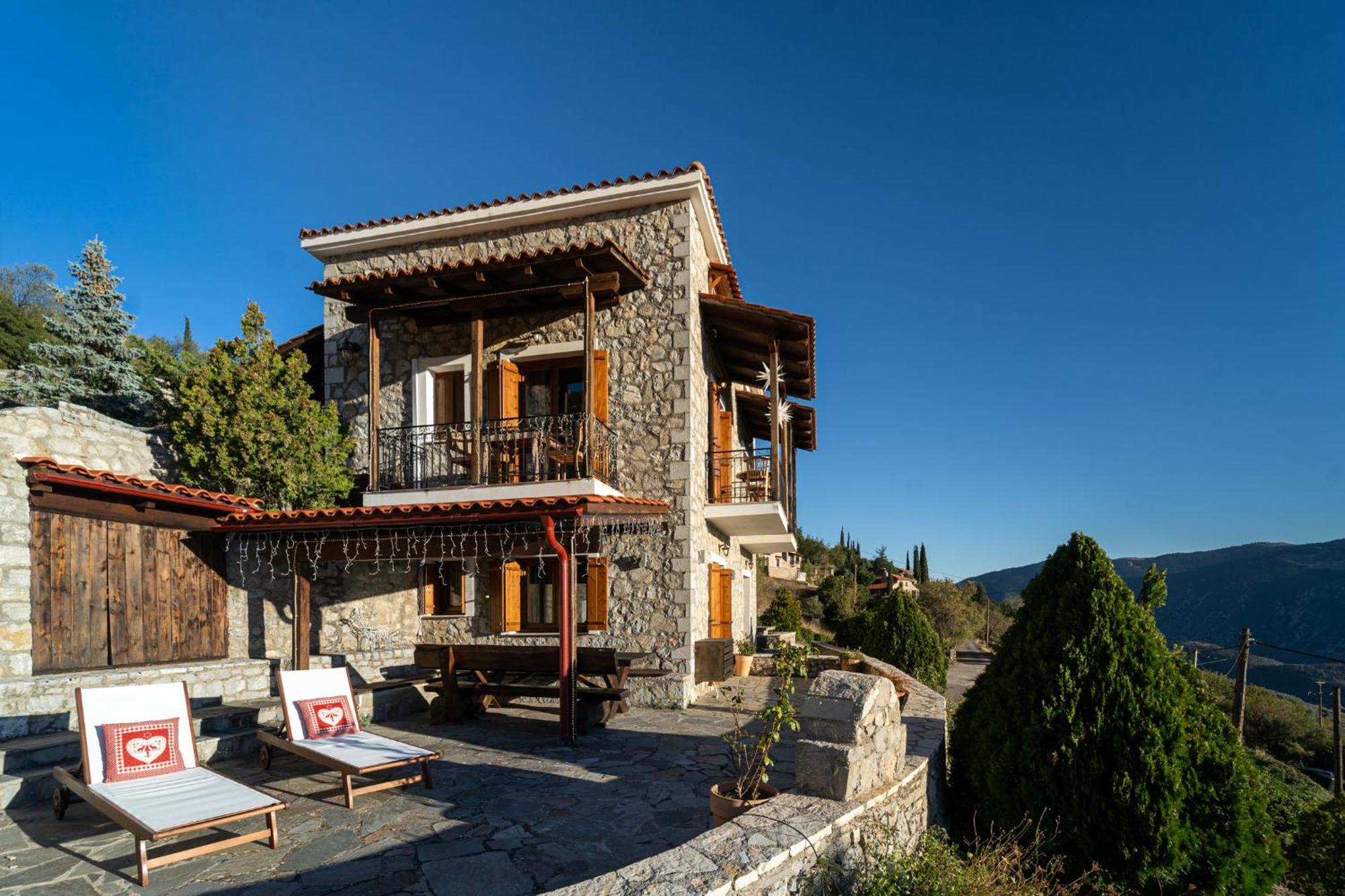 Rock Dandy Deluxe Chalet In Arachova - Delphi, Sauna, Prv Parking, Amazing View Villa Exterior foto